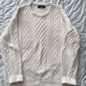 Cotton crewneck fisherman knit sweater